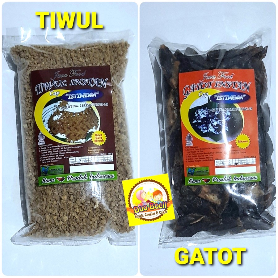 

Gatot Tiwul Singkong Instant Lezat 400 Gram Khas Malang - Duo Bocil Snack