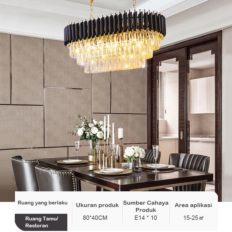 Lampu Gantung Kristal Chandelier Modern Mewah Island Ruang Keluarga Ruang Makan 80cm Lampu Hias Gantung