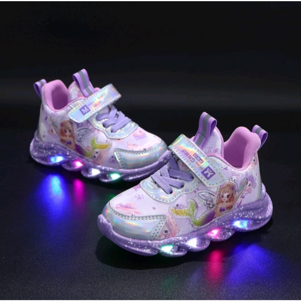 Sepatu anak MERMAID lampu LED import Size 21 - 30