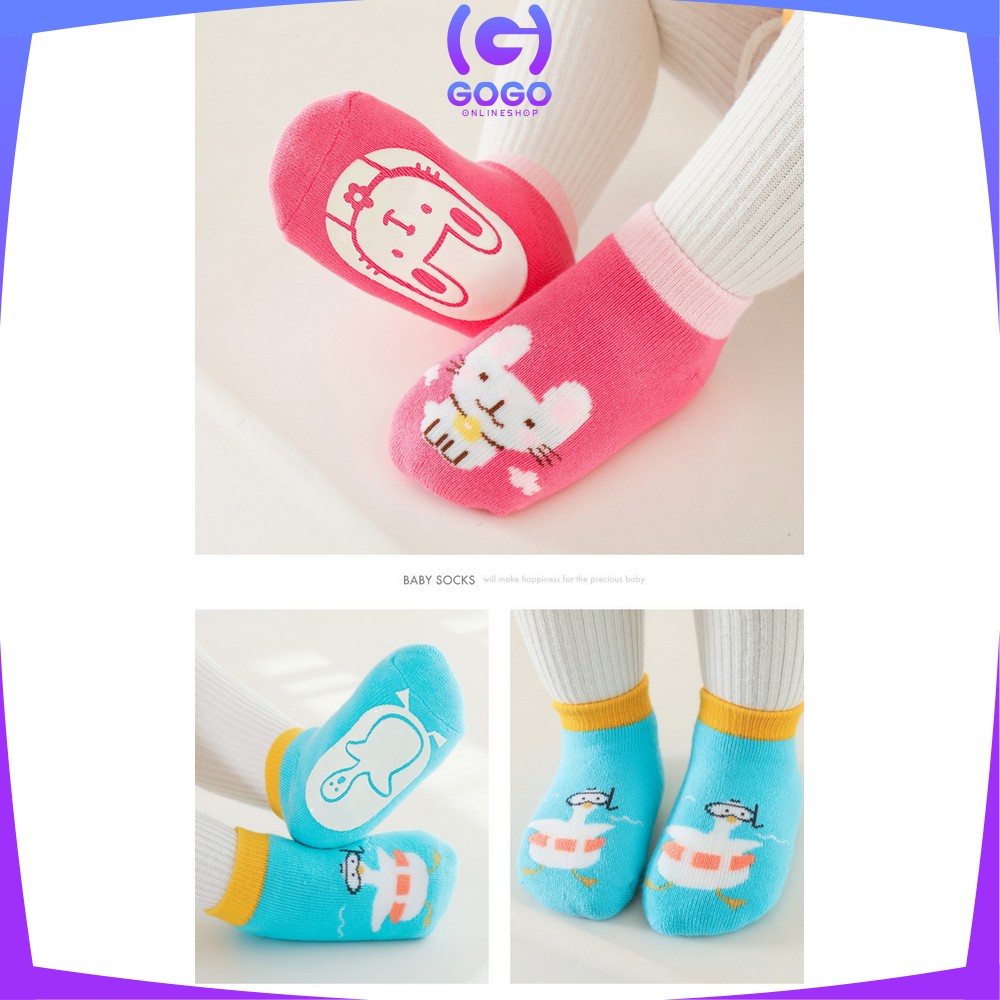 GOGO-P543 Kaos Kaki Anak Bayi Antislip Unisex Model Animal Gambar Timbul / Kaus Kaki Bayi Pendek Baby Socks Anak Laki Laki Perempuan Anti Licin