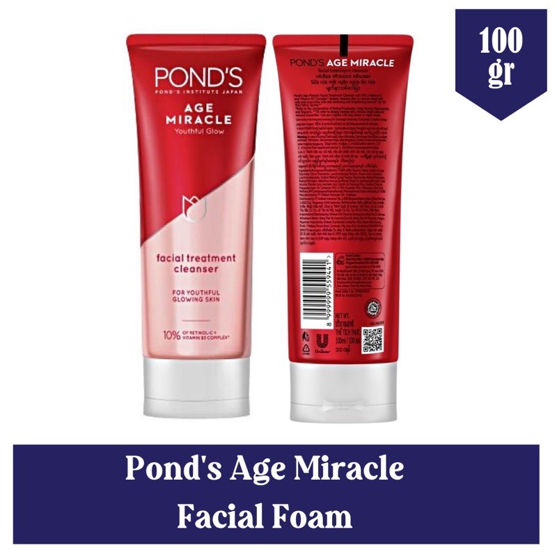 PONDS AGE MIRACLE YOUTHFUL GLOW 100 GR FACIAL CLEANSER @MJ