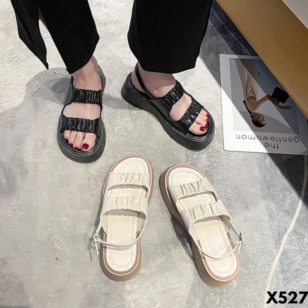 SANDAL WEDGES WANITA CLASSY LUXURY SIMPLE BAHAN PU BERKUALITAS IMPORT 527