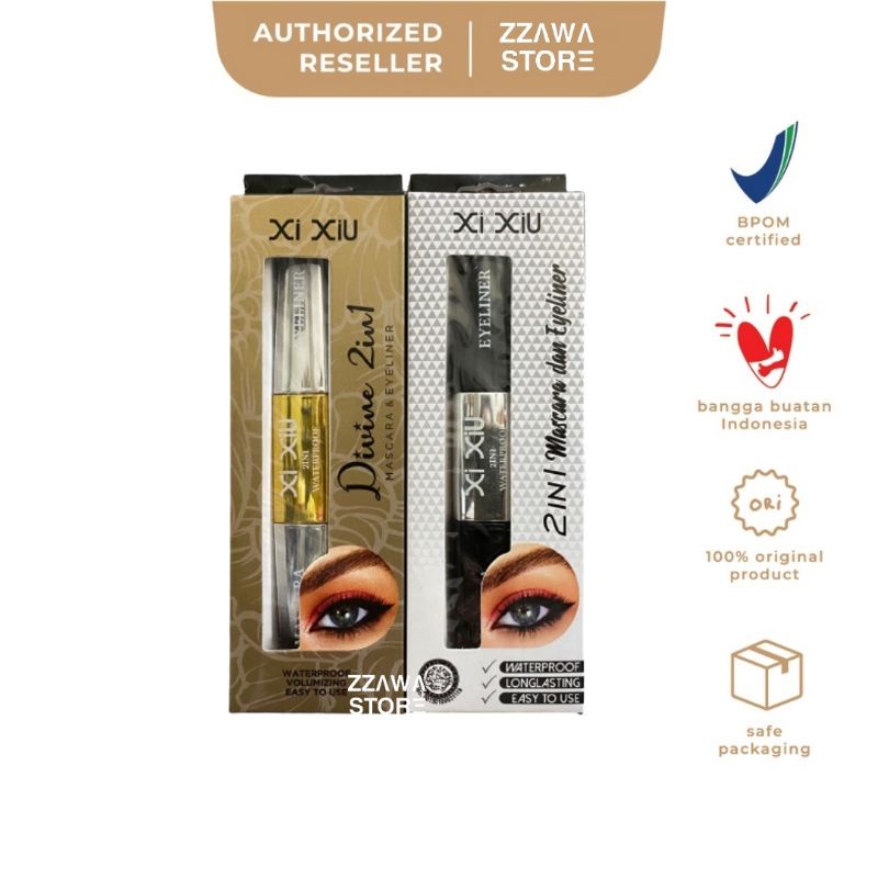 XI XIU Divine 2in1 Black Mascara Dan Eyeliner | Waterproof &amp; Volumizing BPOM