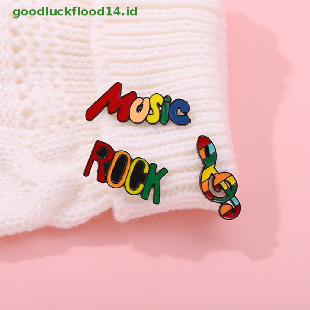 [GOOGFOUR] Musik Rock Enamel Pin Lencana Musik Perhiasan Note Lapel Pakaian Ransel Custom Hujan Bros Kartun Anak Hadiah Teman Aksesoris [TOP]