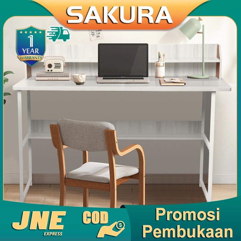 Weyon Sakura meja belajar  Meja kerja Meja komputer kantor  Meja rias persegi panjang Meja kamar tidur sederhana  Meja Dengan partisi(A170 120cm✖45cm)