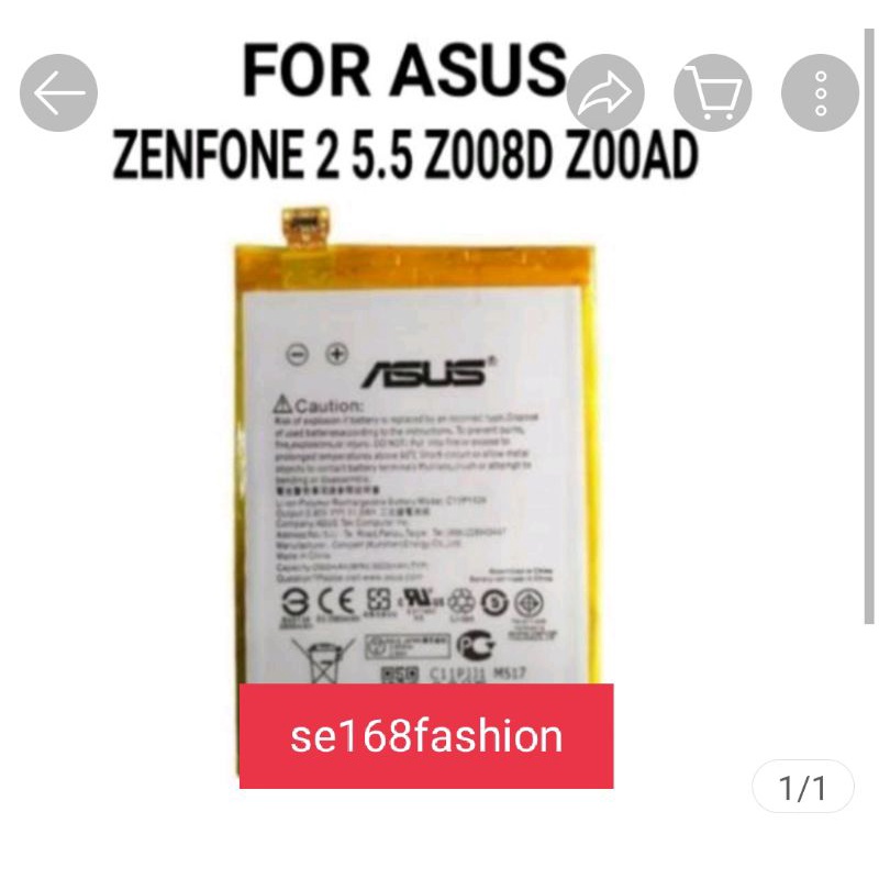 Baterai Asus Zenfone C11P1424 ZENFONE 2 5.5 Z008D Z00AD Batre BAtere Battery