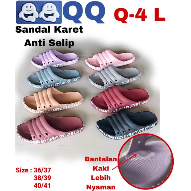 Sandal Wanita Q-4 L Slip On Jelly Soft  Sandal Rumah Empuk Anti Slip