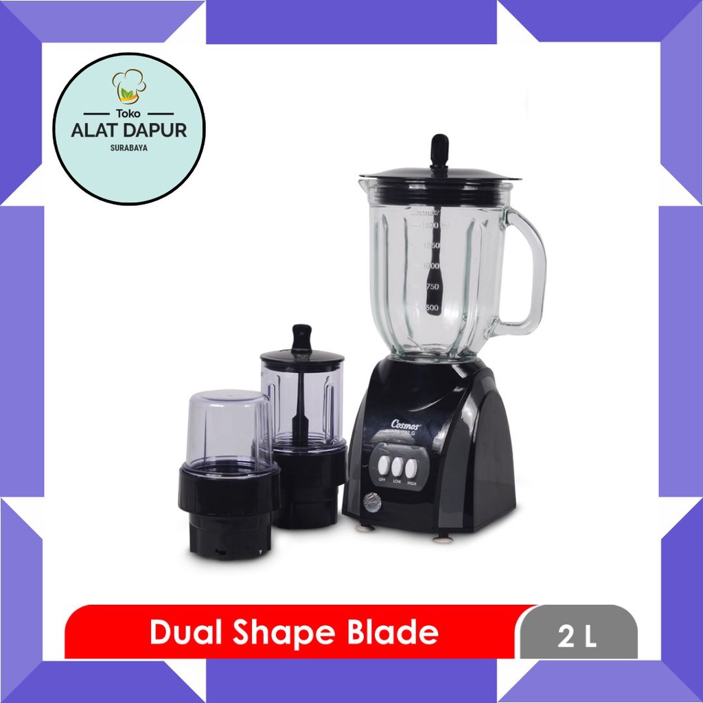 Blender Kaca COSMOS CB 282G  CB282G / CB 282 G  2 Liter 2L  3 IN 1 Penggiling Bumbu Basah Dan Kering