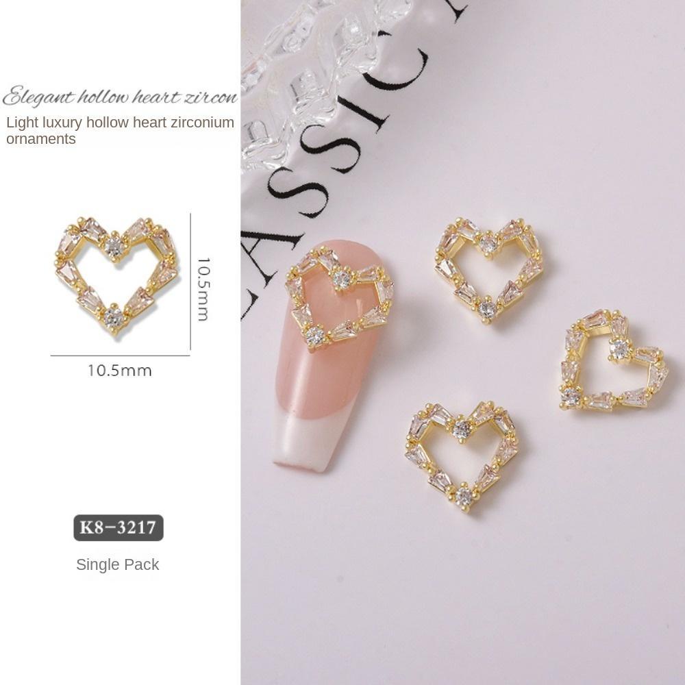 Mxbeauty Hiasan Kuku Hati Wanita Emas Perak Love Heart Manicure Aksesoris Heart Pendant Nail Jewelry