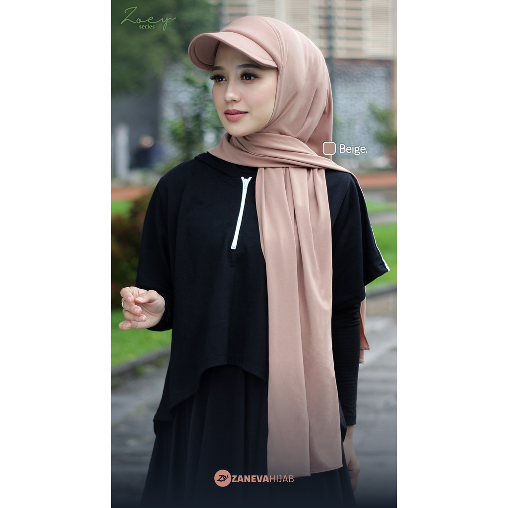 Zoey Sporty l Topi Hijab Instan l Hijab Topi Olahraga l Pashmina Topi By Zaneva