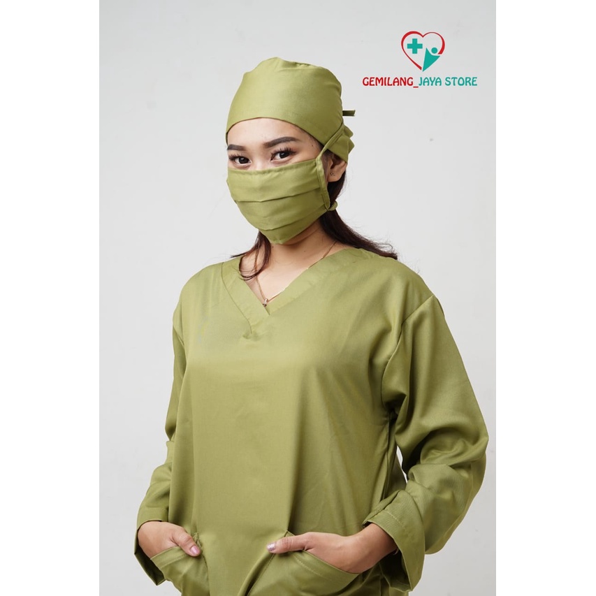 Baju OK OKA Ukuran S Baju dokter jaga perawat petugas medis lengan PANJANG KARET
