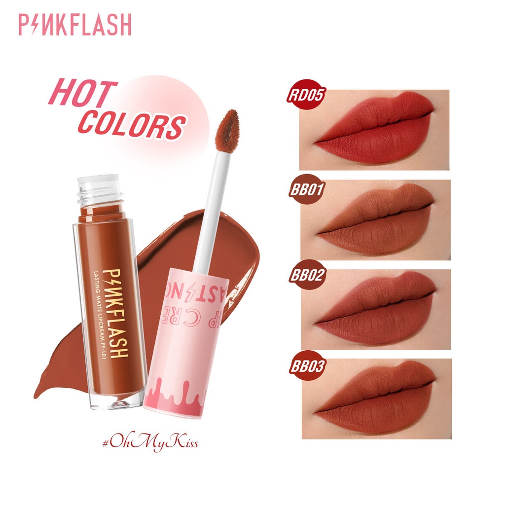 RADYSA - PINKFLASH Matte Lipstik Lembut Tahan Lama Pelembab Pigmentasi Tinggi 21 Colors