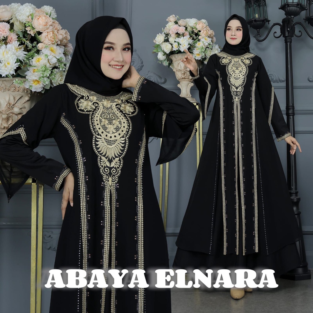 ABAYA ELNARA / Gamis Turkey / Longdress Muslimah / Maxy Formal / Busana Muslim / Dress Kondangan / Pakaian Mewah Arabic