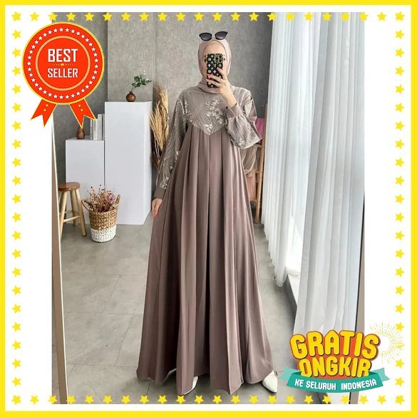 Ziya Gamis Terbaru Kekinian 2022 Mewah Jumbo Ld 110Cm Dress Muslimah Pesta Kondangan Polos Busui Ful