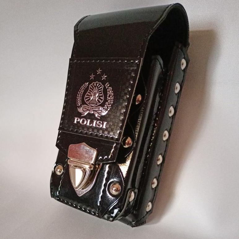 tempat hp dompet hp sarung hp pinggang polisi logo embos dobel slot [KNG.03Ja23e]
