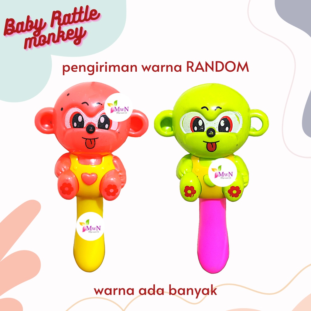 MWN Mainan Pegangan Kerincingan Bayi bentuk Monkey isi 1 pcs