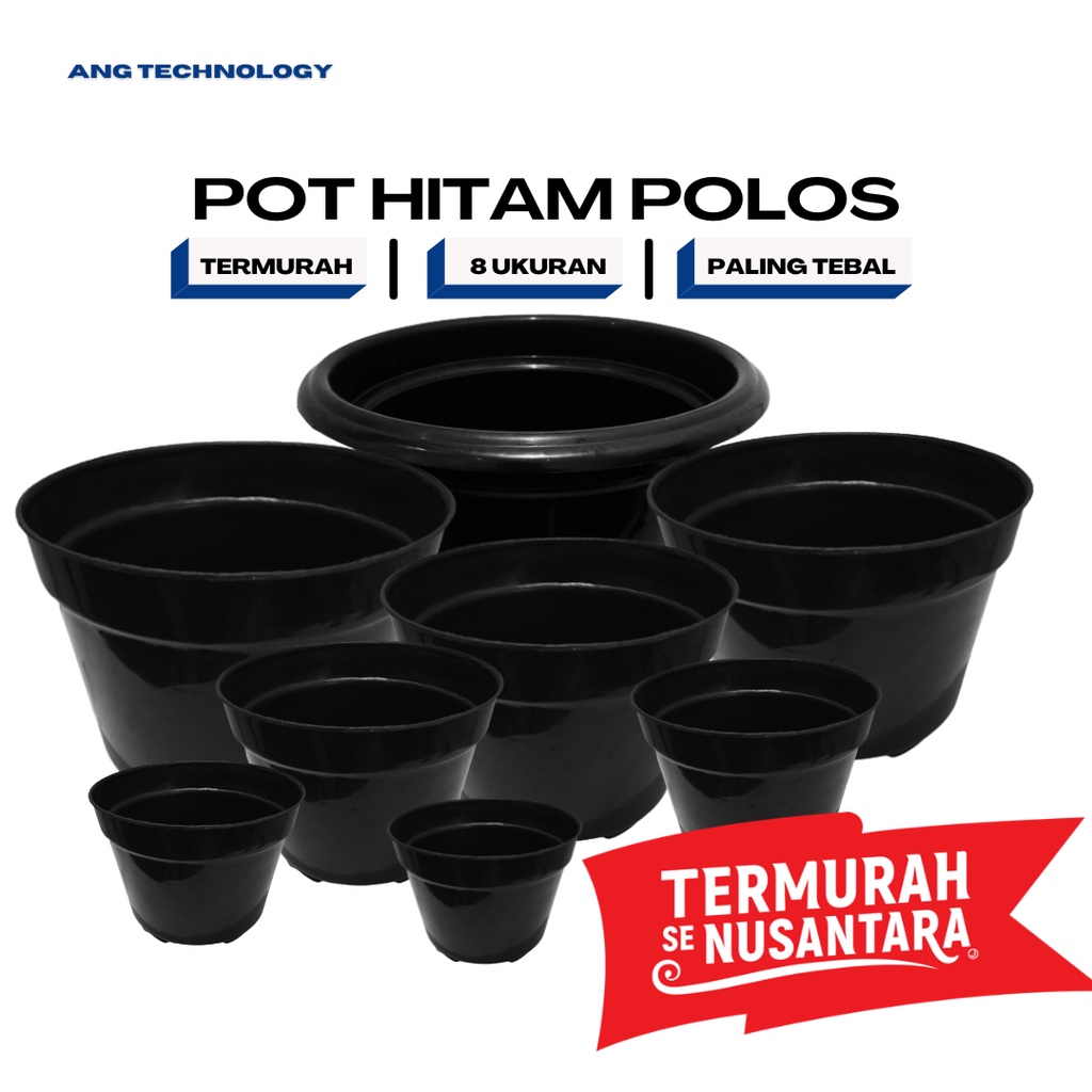 Pot Bunga ANG Hitam 20 cm 15 cm 17 cm Termurah se-Indonesia