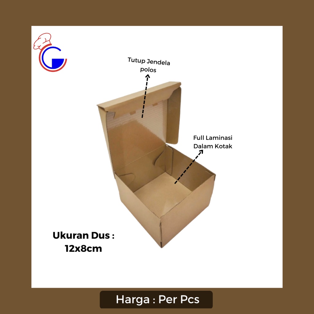 

Dus Kue Brown Polos-Full Laminasi-12x8Cm