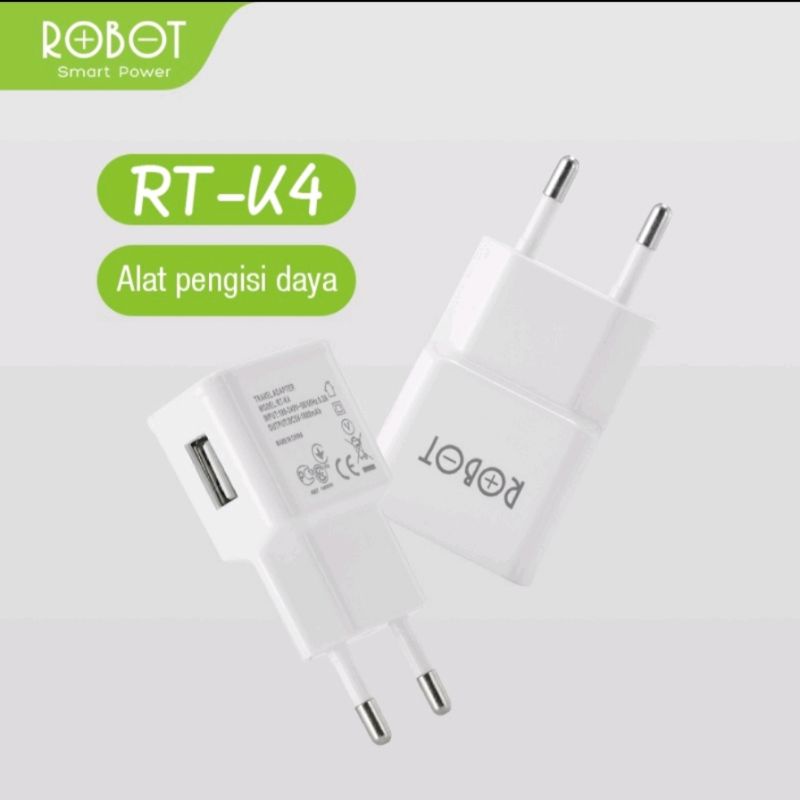 Adaptor charger batok charger ROBOT RT-K4 single output 1A | 1 toples isi 35pcs