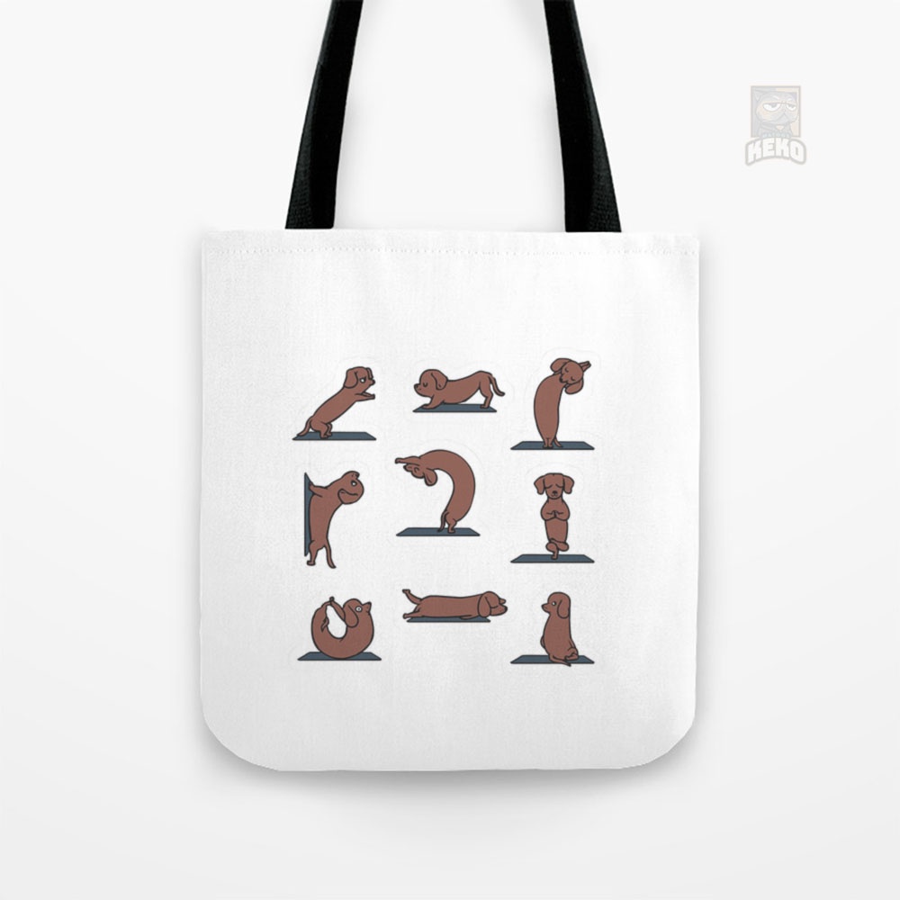 Dachshund yoga Tote Bag Kanvas