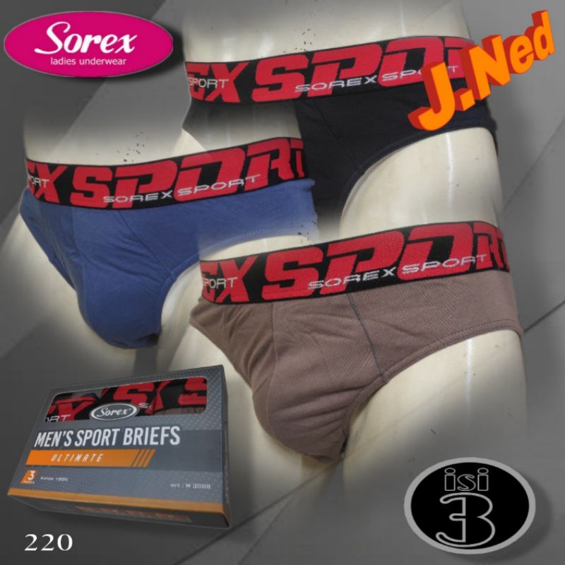 J220T (ISI 3) CELANA DALAM PRIA SOREX SPORT BRIEFT KATUN SIZE S - XL