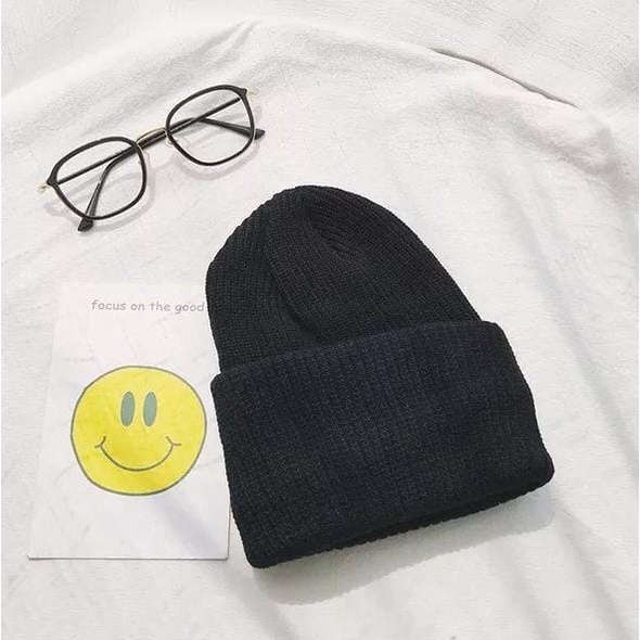 Kupluk Polos Beanie hat Pendek Tebal wol short Beanie Polos Pria dan Wanita bayar di tempat