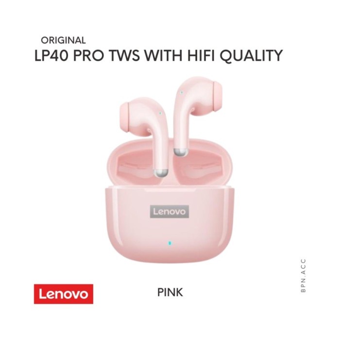 Lenovo LP40 True Wireless Bluetooth Earphone Mini Earbuds TWS - Pink