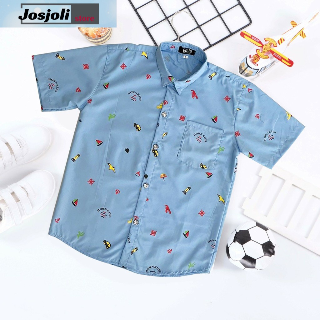 JOSJOLI_STORE/Kemeja Kids Owen/Kemeja Anak Laki-Laki Lengan Pendek/Fashion Anak/Size S, M, L, XL