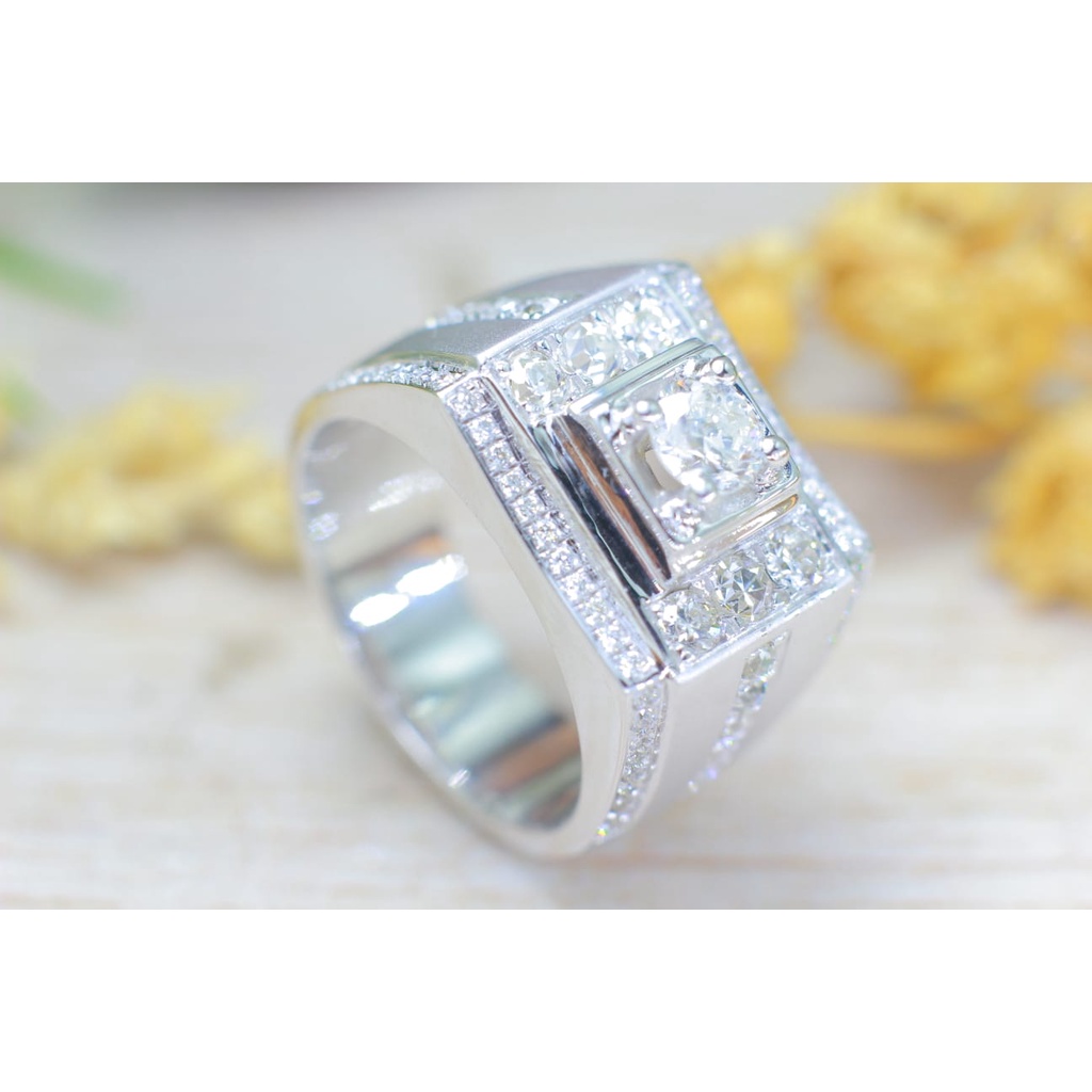 Cincin emas putih berlian super pria