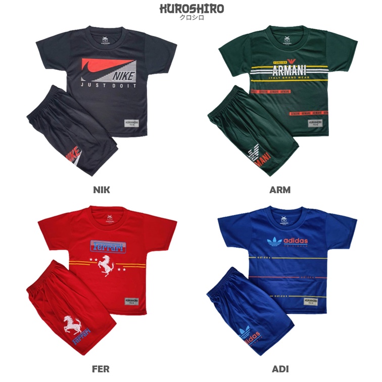 KUROSHIRO - Setelan Baju Anak Laki Laki 1-9 Tahun Logo Kaos Kuroshiro