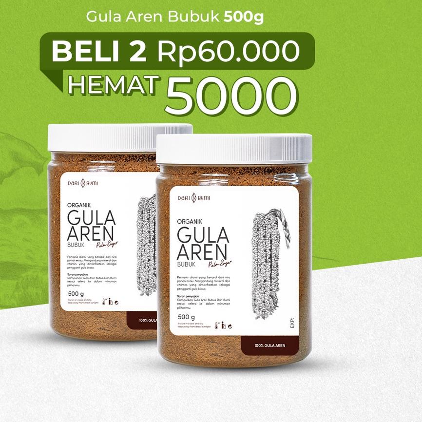 

NEW | KG7|Gula Aren Bubuk Organik 500 gr Dari bumi Premium Pure