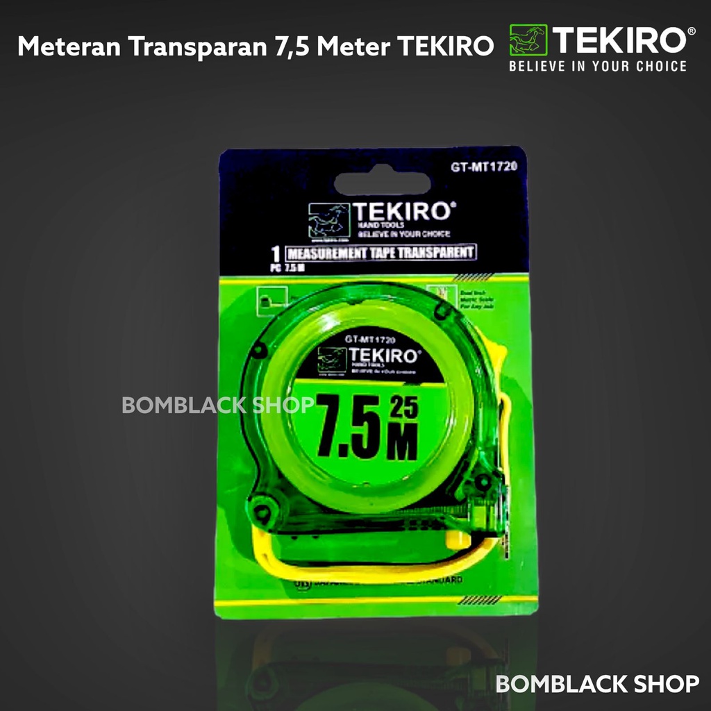 TEKIRO Meteran 7,5 Meter Transparan Meteran Tangan 7.5m Measurement Tape