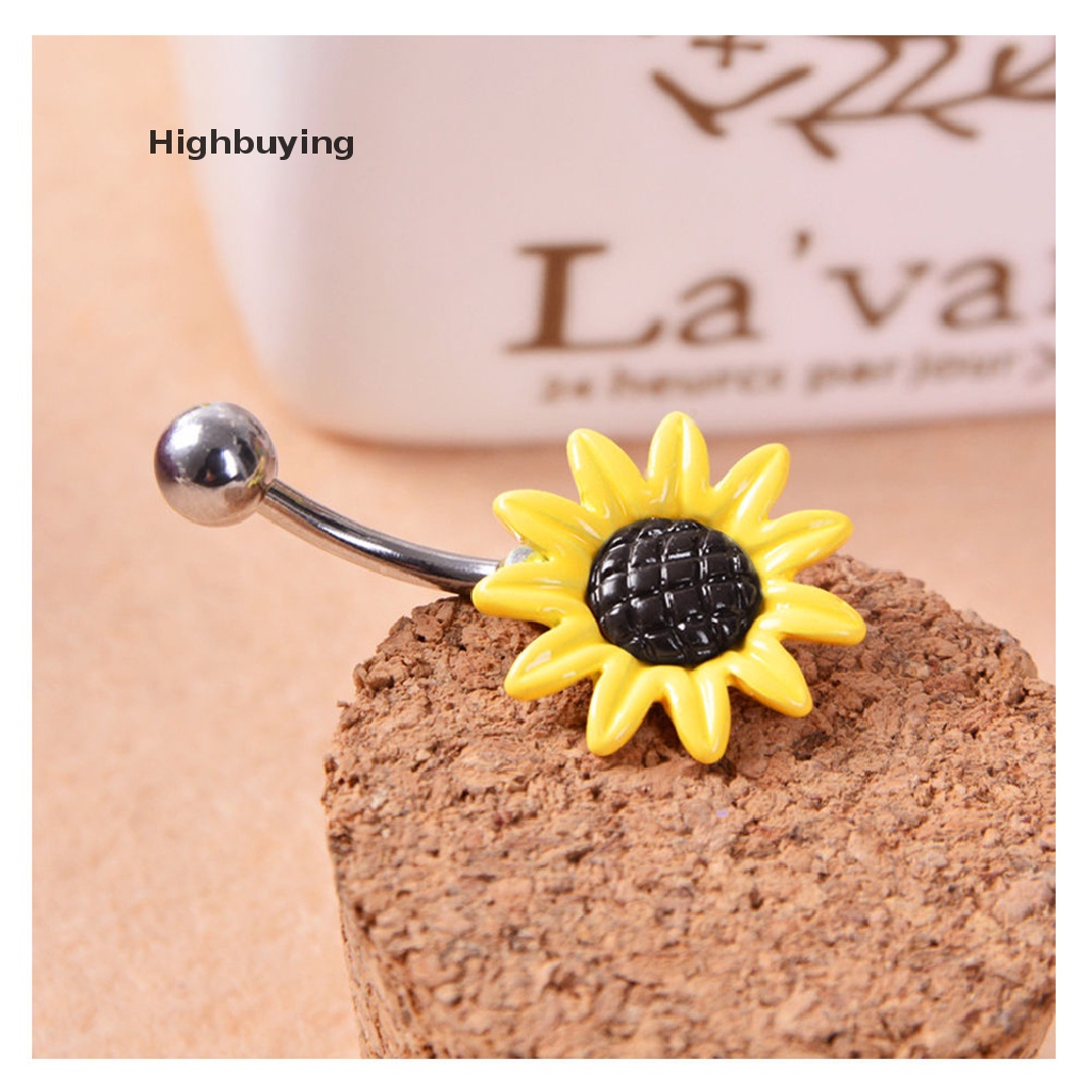 Hbid Fashion Bunga Daisy Menjuntai Belly Button Rings Body Navel Bar Glory