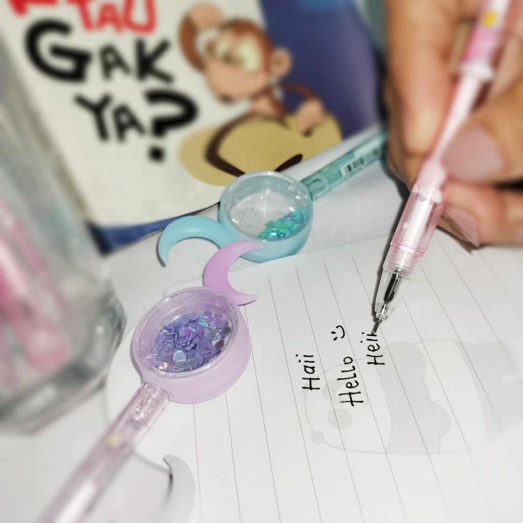 PEN GEL MANIK BULAN SABIT SUPER LUCU CUTE PULPEN MANIK HARGA TERMURAH TINTA HITAM ALAT TULIS FANCY PERLENGKAPAN SEKOLAH DAN KANTOR LENGKAP BEST QUALITY BISA COD