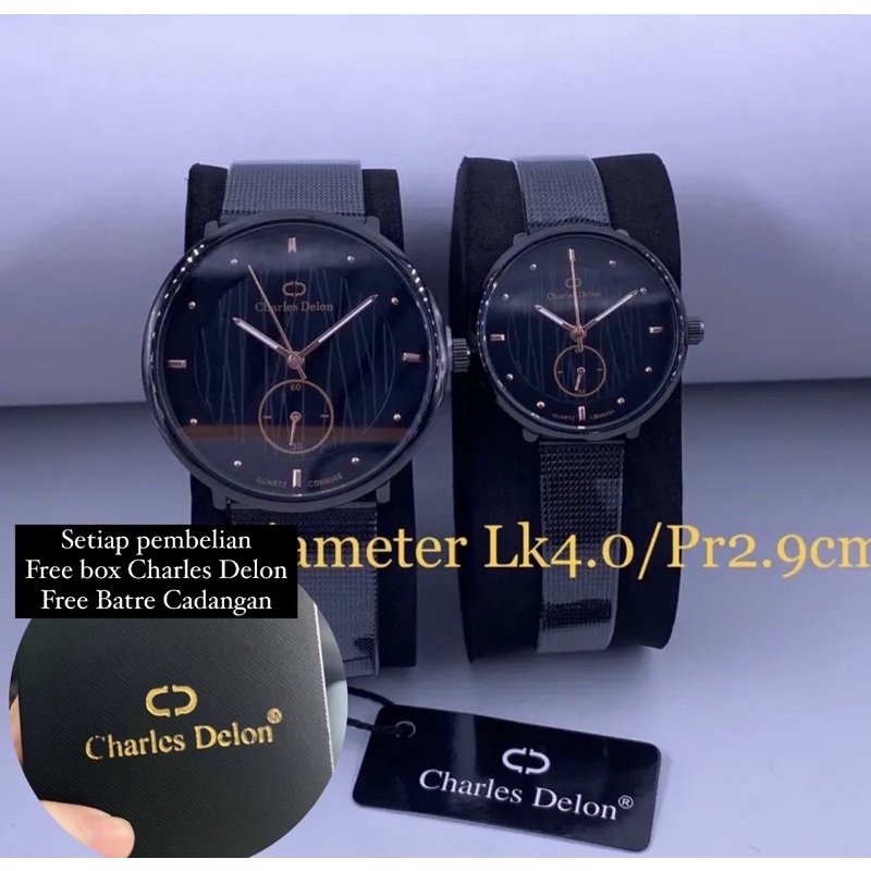 Jam tangan couple charles delon rantai pasir Original anti air