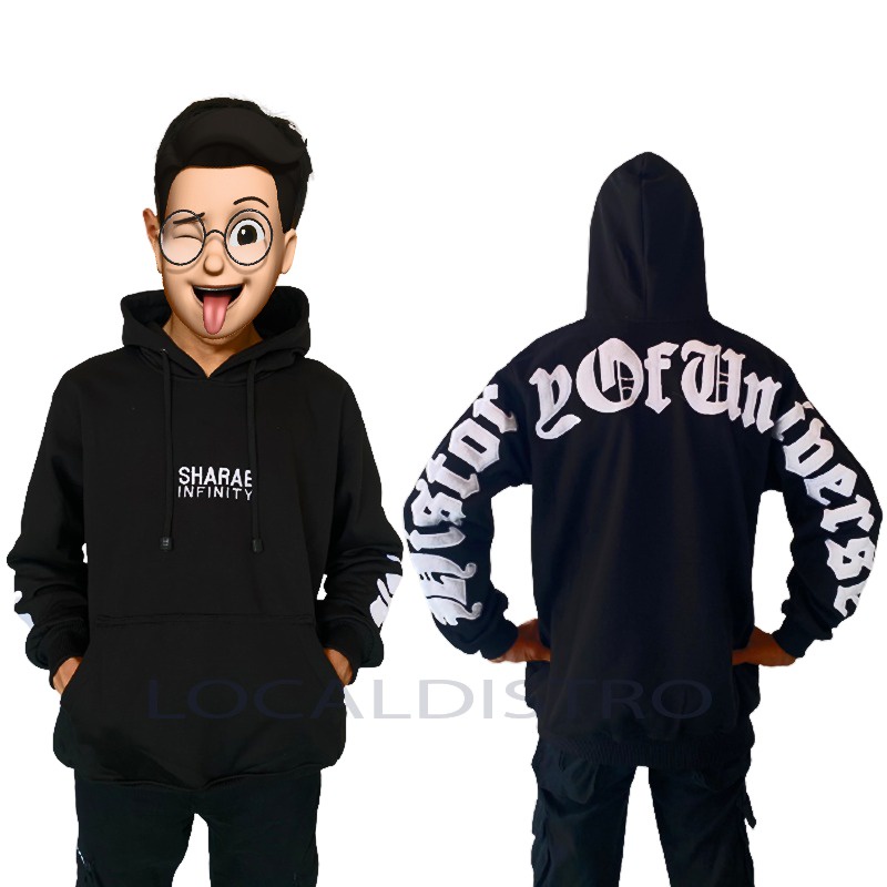 Hoodie Branded SHARAE INFINITY BORDIR &quot;History of Universe&quot; Pria wanita Fleece Tebal gramasi 280 Premium