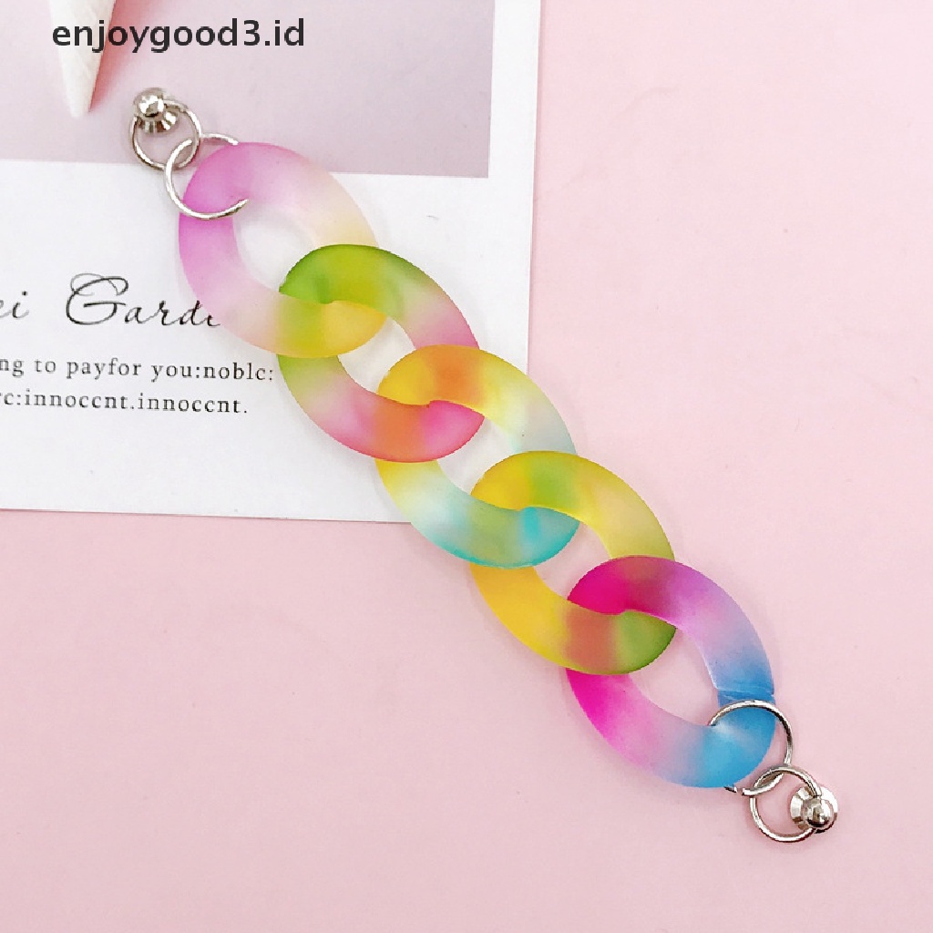 [Rready Stock] Wanita Ponsel Rantai Warna-Warni Kasus Ponsel Kabel Gantung Ponsel Tali Lanyard Mutiara Manik-Manik Akrilik Anti Hilang (ID)