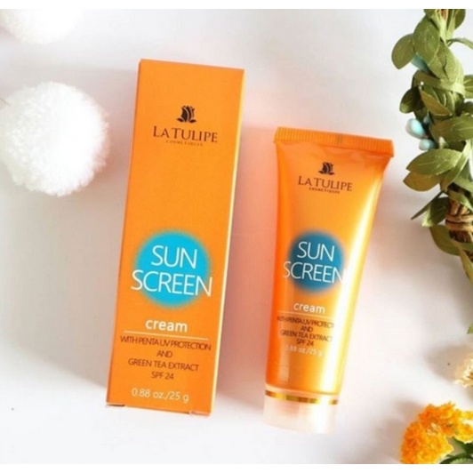 ✨LACIKOSME✨ LA TULIPE SUNSCREEN CREAM - SHIMMERING SPRAY PEELING CREAM BPOM