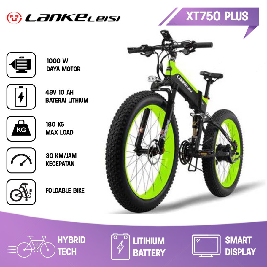 Sepeda Listrik Lipat Smart Moped Elektrik Lankeleisi XT750 Plus Green