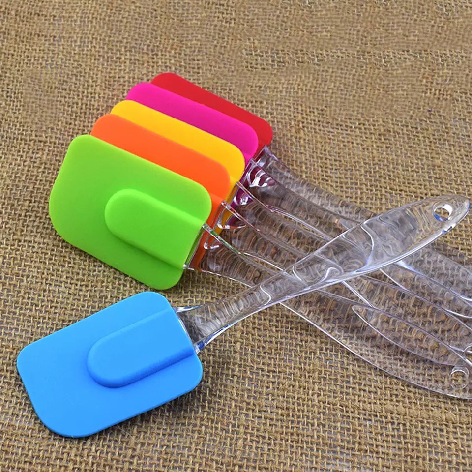XOQ - Spatula SIlikon Tahan Panas Food Grade / Spatula Polesan Kue Gagang Bening / Spatula Silikon Silicone / Spatula Kue