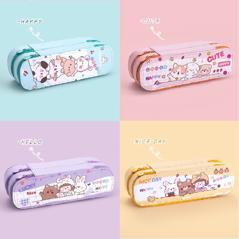 

Gannise Pouch Pena Kotak Pensil Case Tempat Simpan Alat Tulis Organizer Warna Pastel GN-ST0213