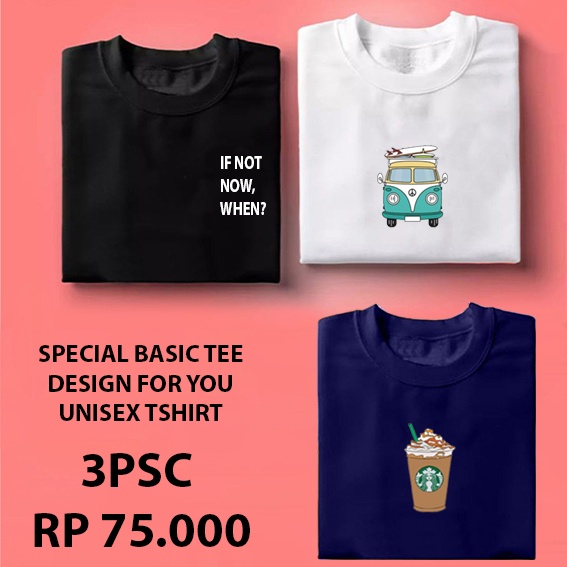 3PSC RP 75.000 KAOS DISTRO UNISEX PRIA WANITA - BAJU KAOS PRIA WANITA