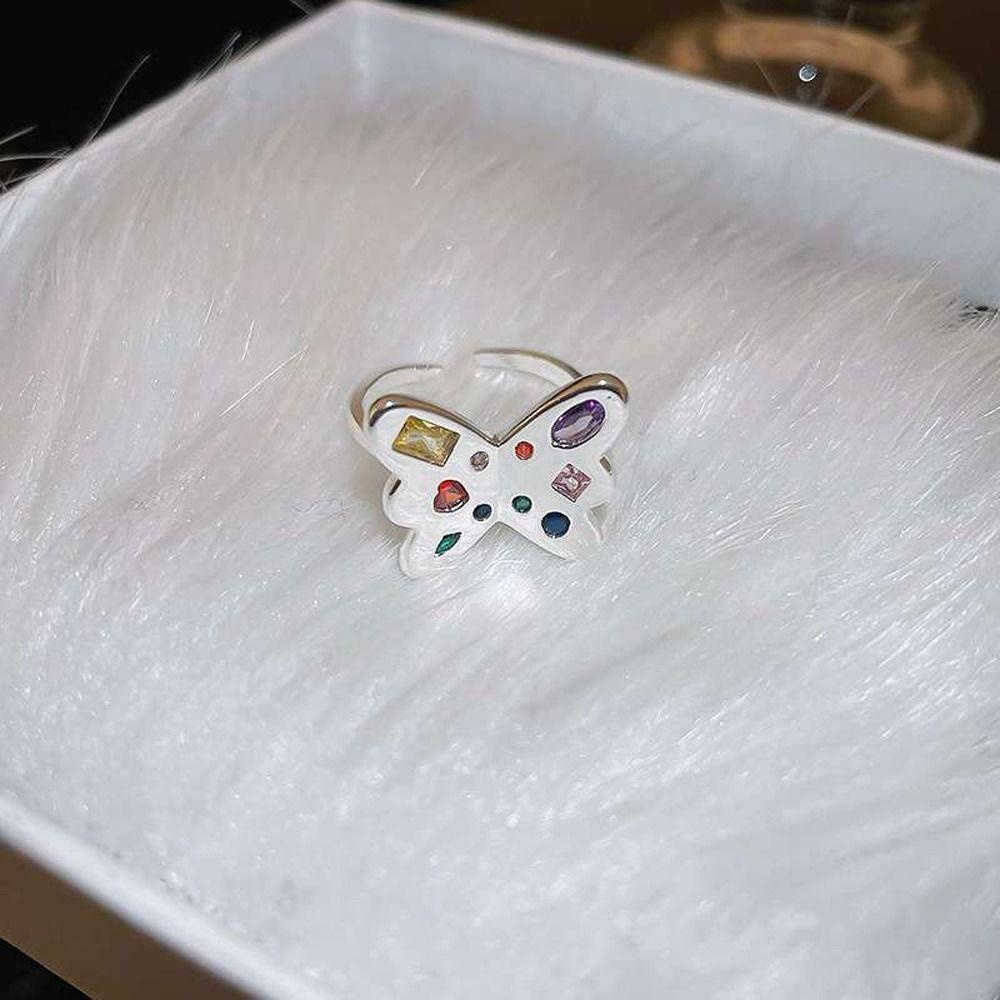 Mxbeauty Wanita Cincin Trendi Retro Pembukaan Cincin Hati Y2k Gadis Hadiah Ins Gaya Zirkon Gaya Korea Cincin