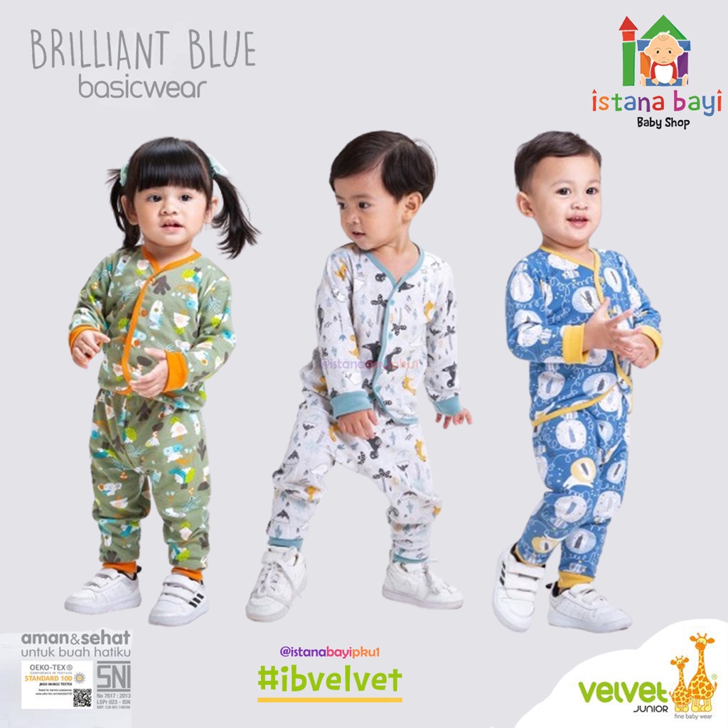 VELVET JUNIOR SETELAN LENGAN PANJANG BAJU TIDUR PIYAMA BAYI PAJAMA PYJAMAS BABY NEWBORN NB