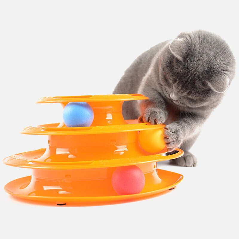 Mainan Kucing 3 Tingkat Tower Bola Tikus Murah Cat Toys Tower Track Ball FEFARM