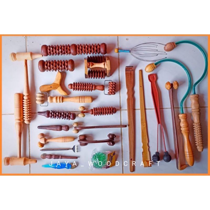 1Set peralatan pijat dari kayu jati asli