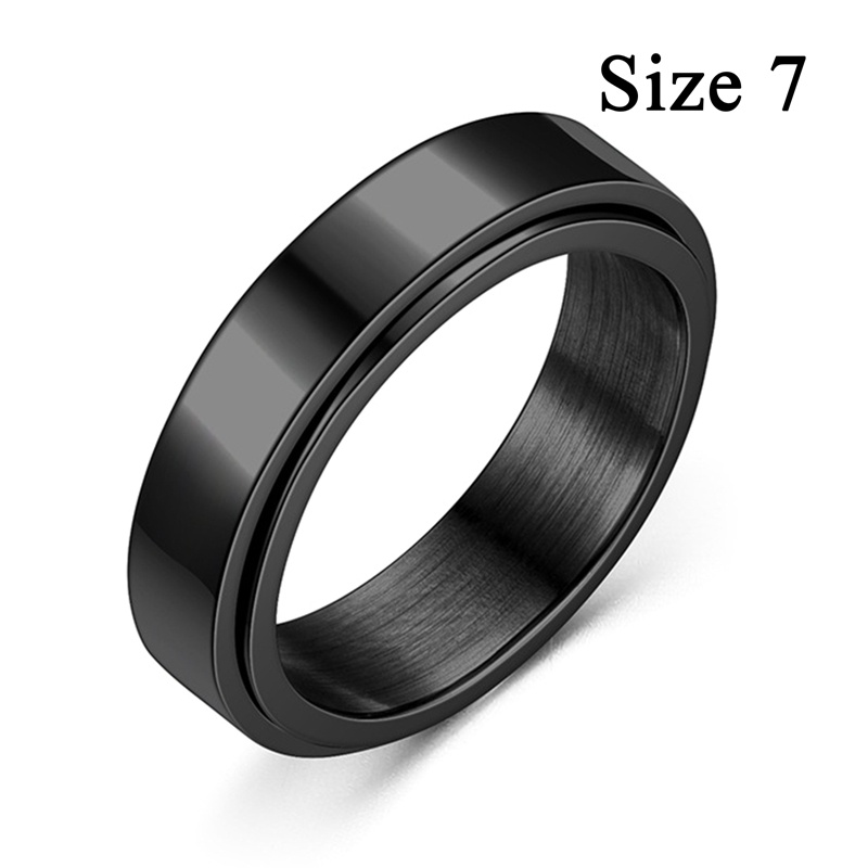 Cincin Dasar Yang Dapat Diputar Untuk Pria Hitam Stainless Steel Kasual Laki-Laki Anel Bergaya Punk Spinner Aliansi Perhiasan