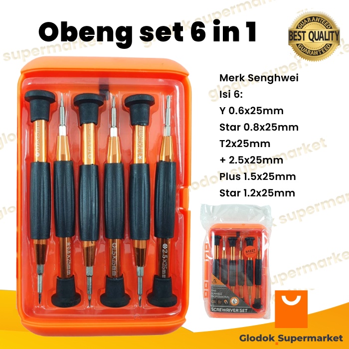 Obeng Set 6 in 1 Service Hp Reparasi Multifungsi CRV 91027 Senghwei