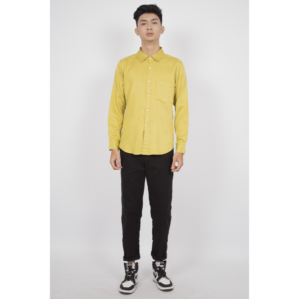 HIPNOP MOSCO Lemon Kemeja Polos Pria Lengan Panjang Formal