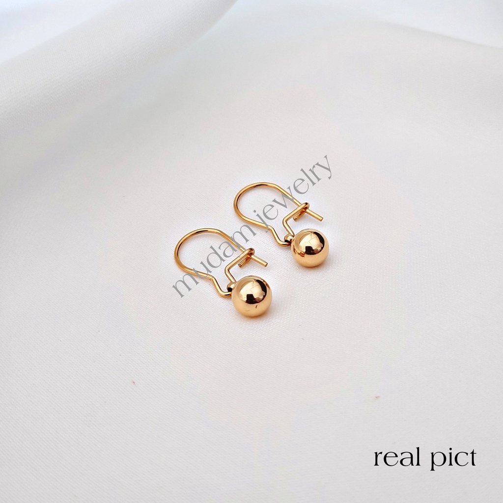 Anting Desi Bola Pasir Glitter dan Polos Tersedia Warna Gold